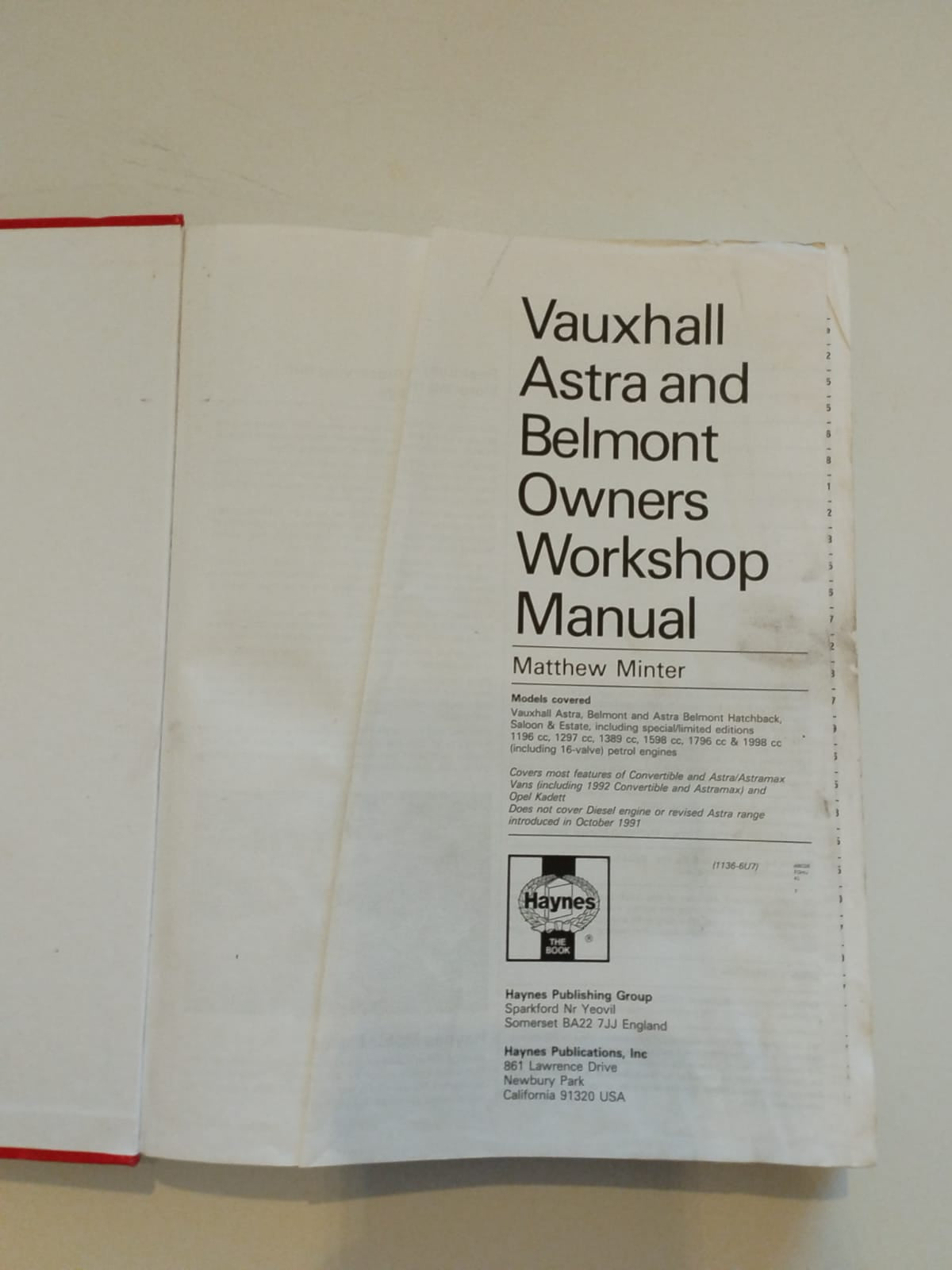 Vauxhall (petrol) Astra & Belmont Owners Workshop Manual