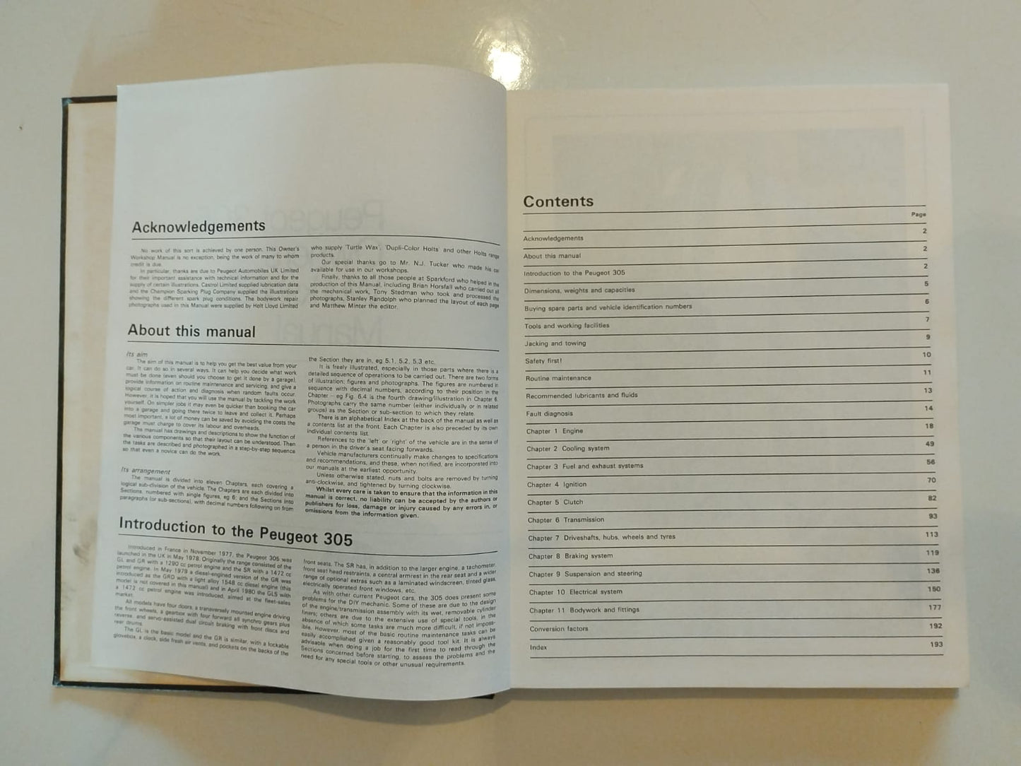 Peugeot 305 petrol Owners Workshop Manual