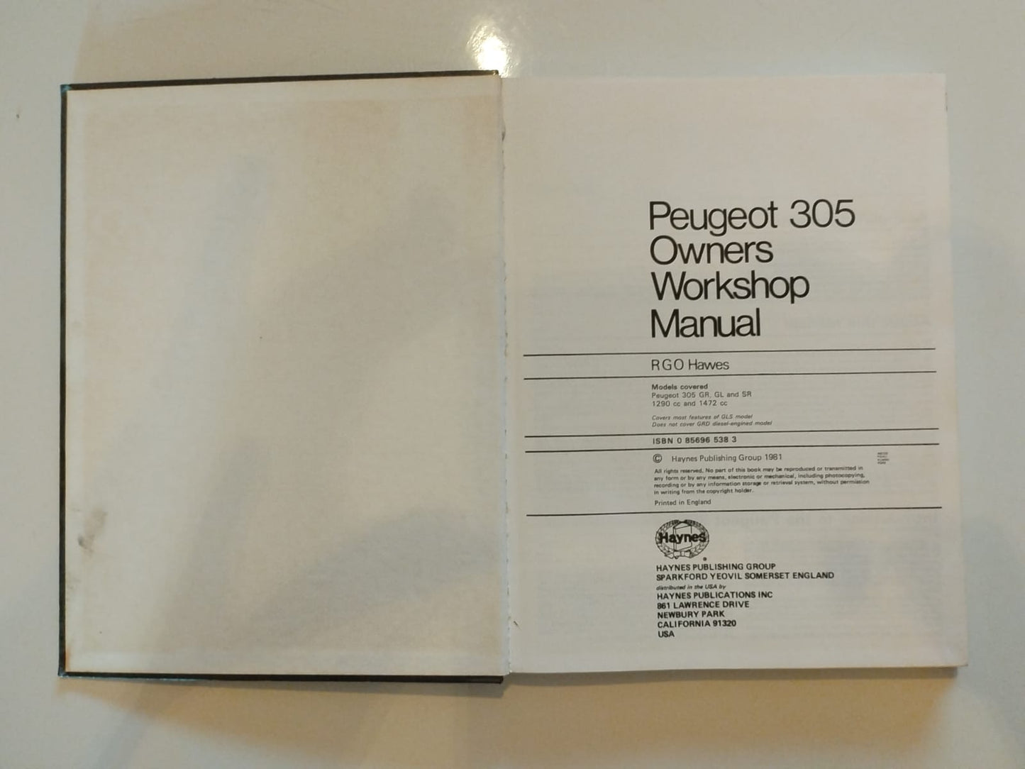 Peugeot 305 petrol Owners Workshop Manual
