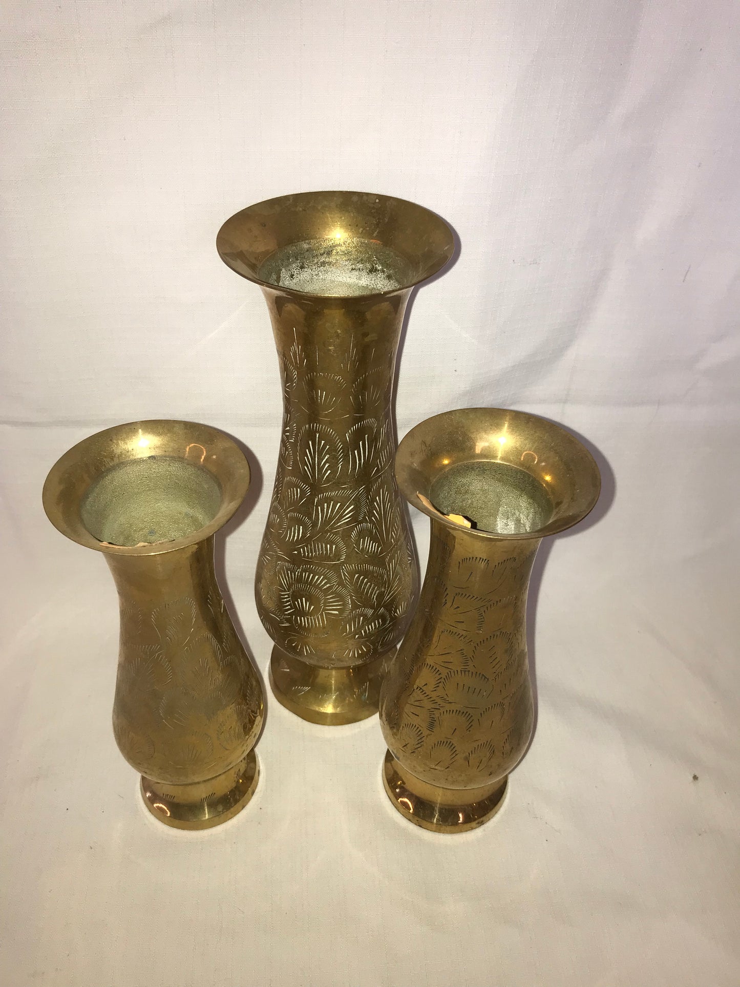 Group of 3 brass vases