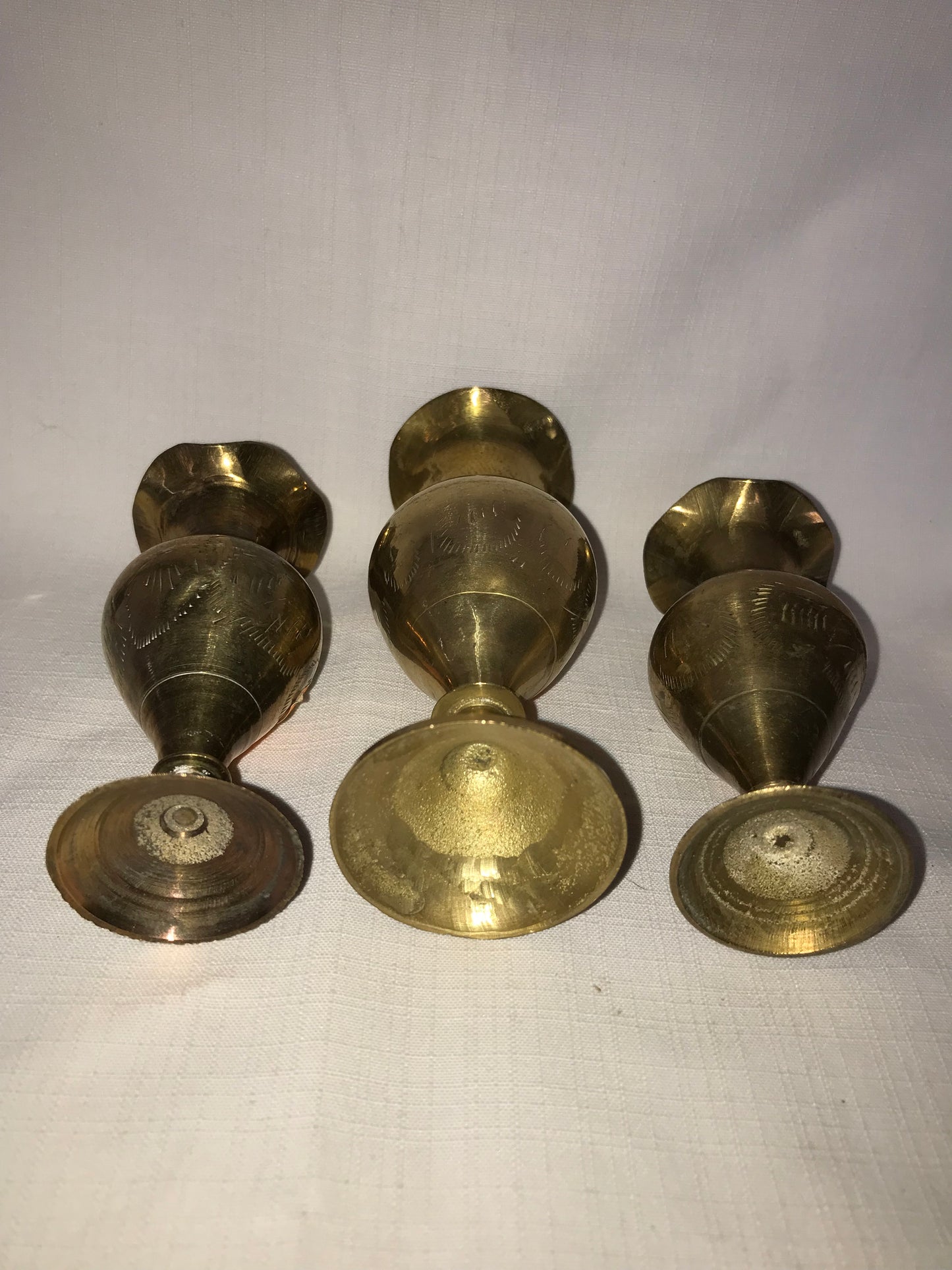 Group of 3 brass vases