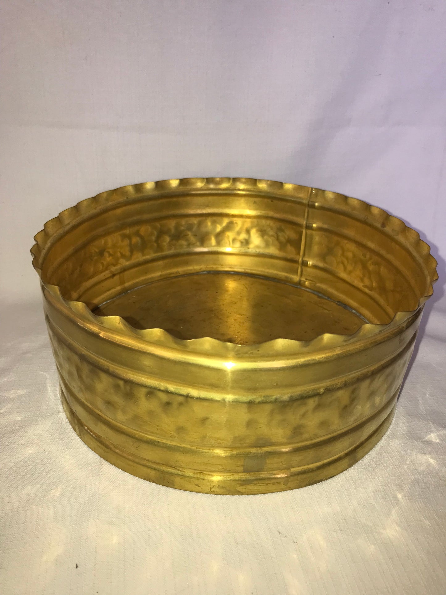 Wide shallow brass planter