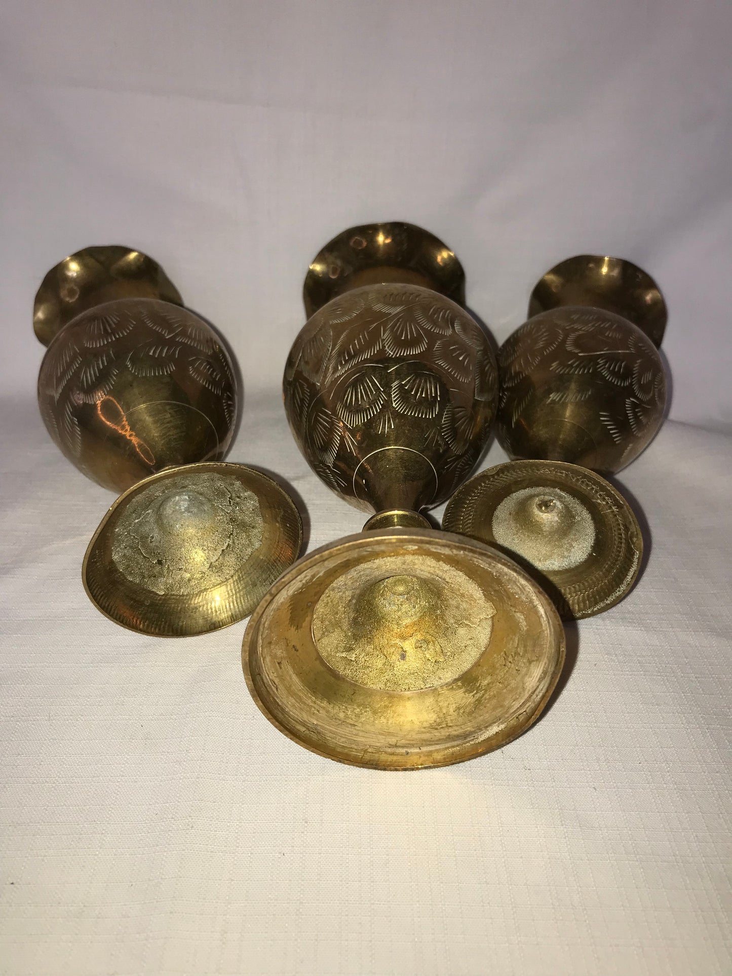 Group of 3 brass vases