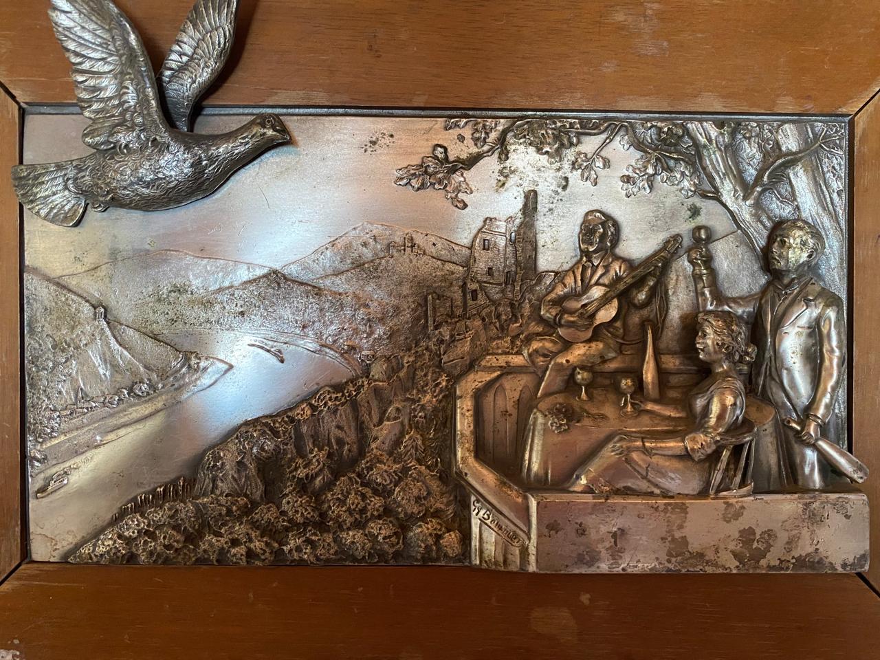 Plated pewter relief picture by G. Bommer