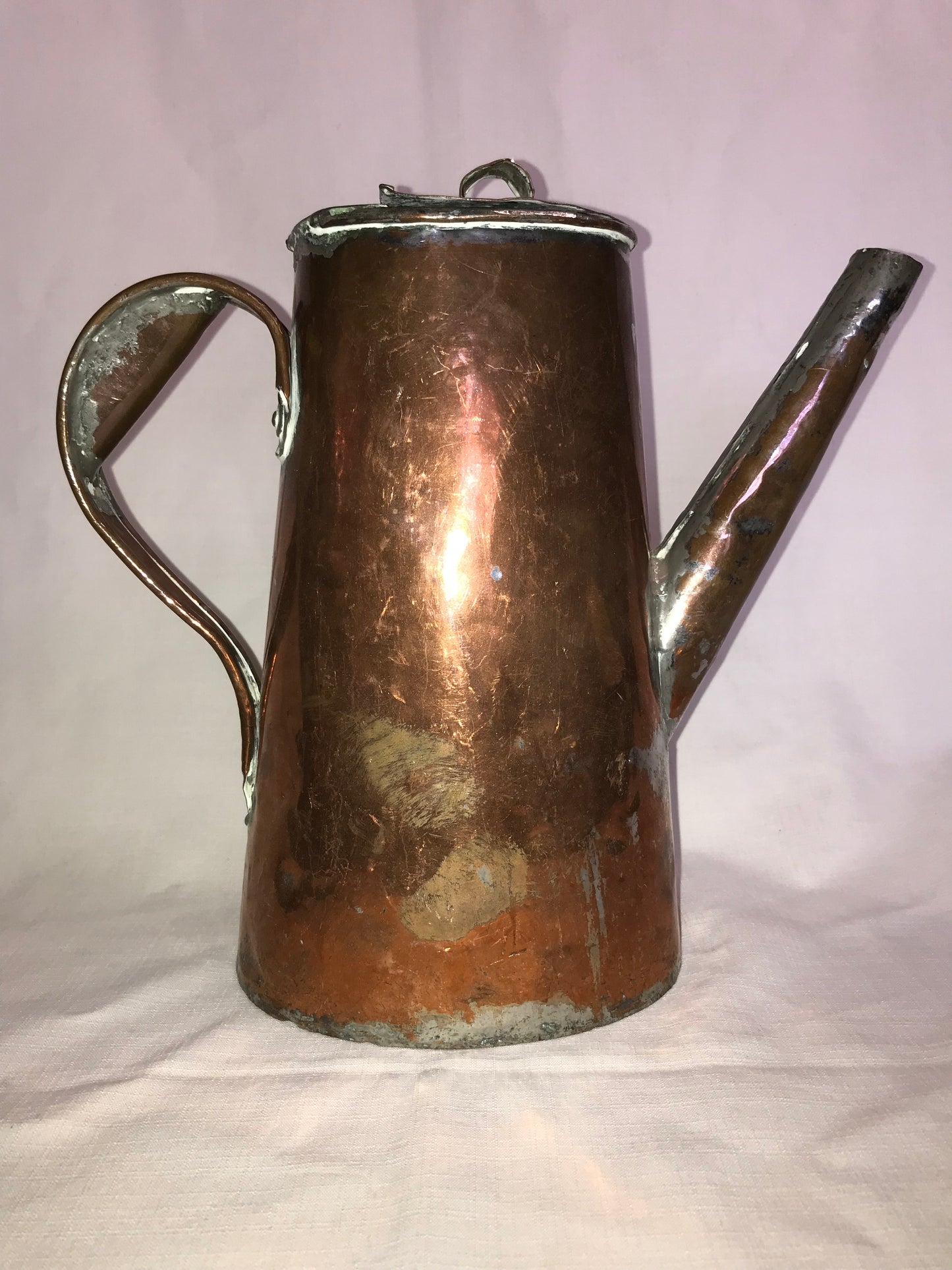 Rustic copper tea pot
