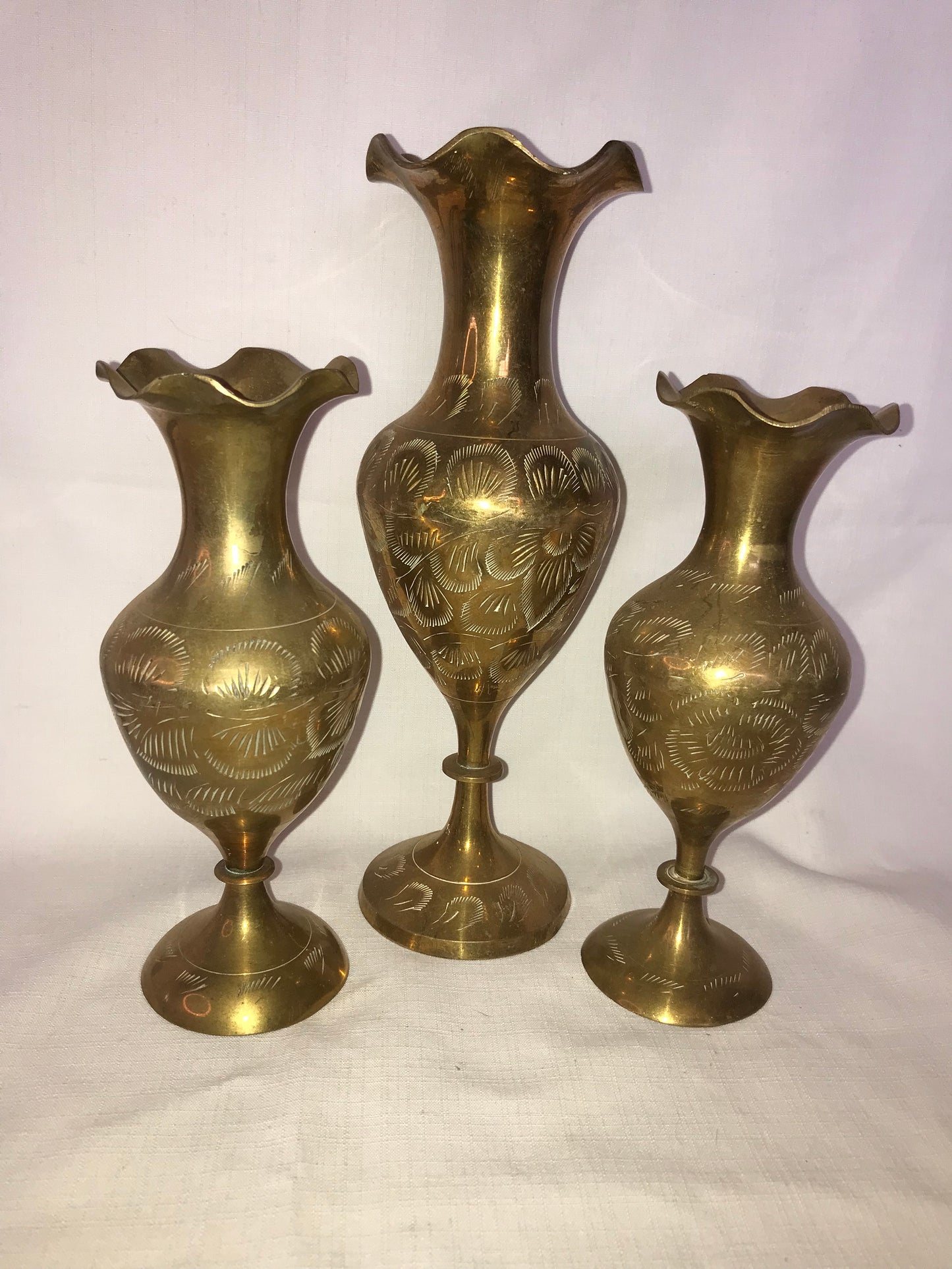 Group of 3 brass vases