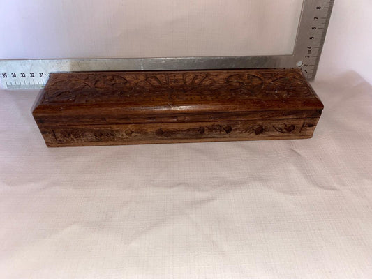 Carved wooden incense box