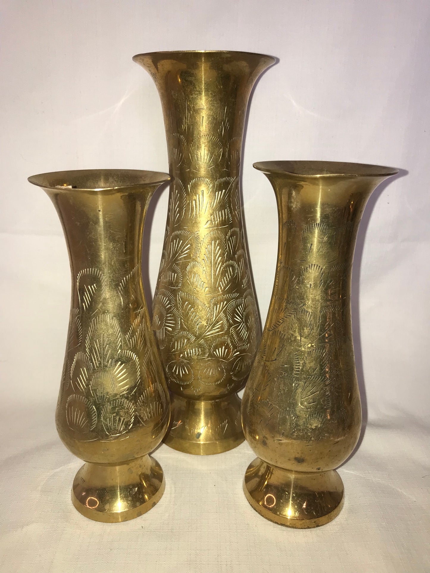 Group of 3 brass vases