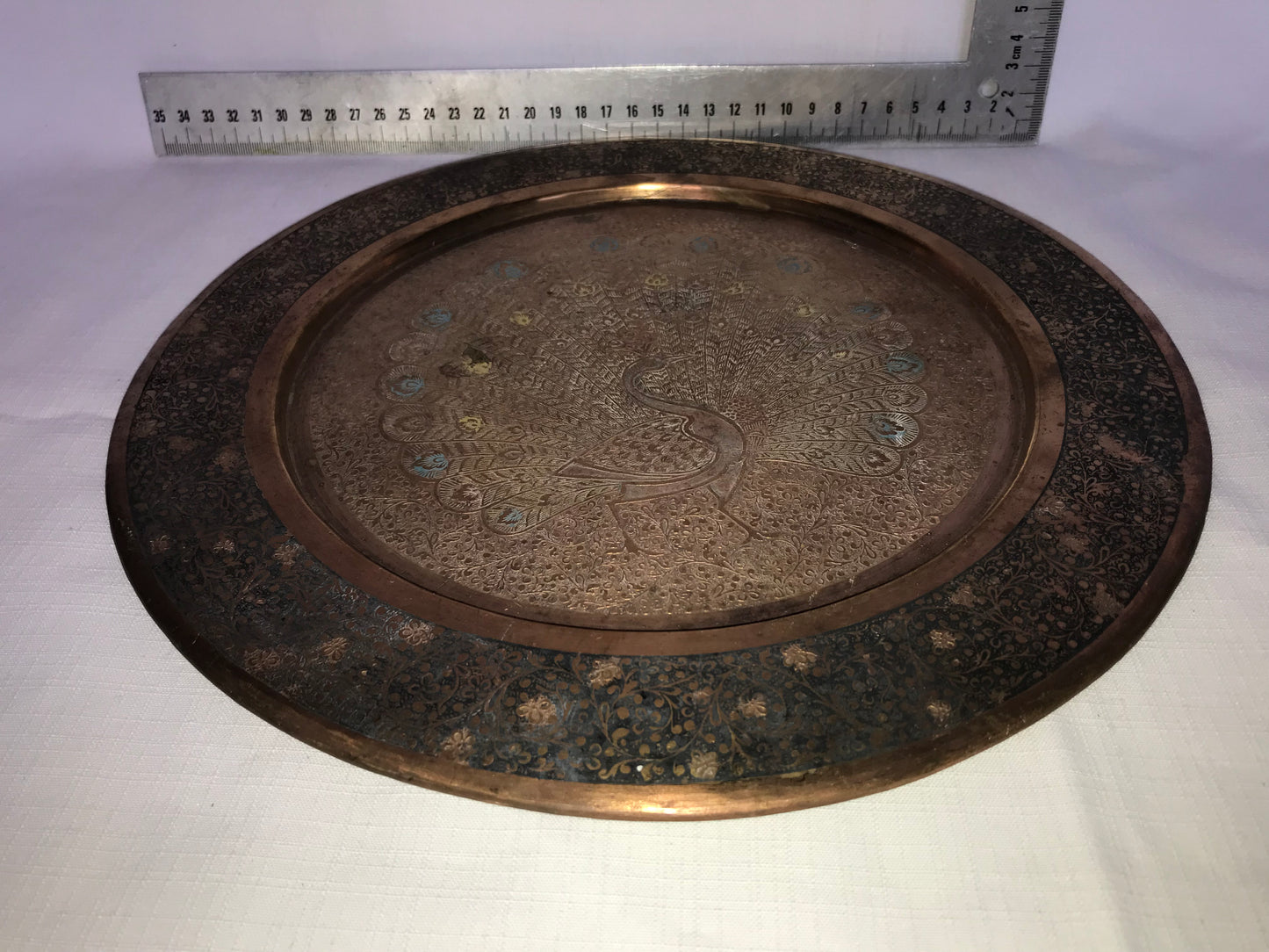 Copper Peacock tray
