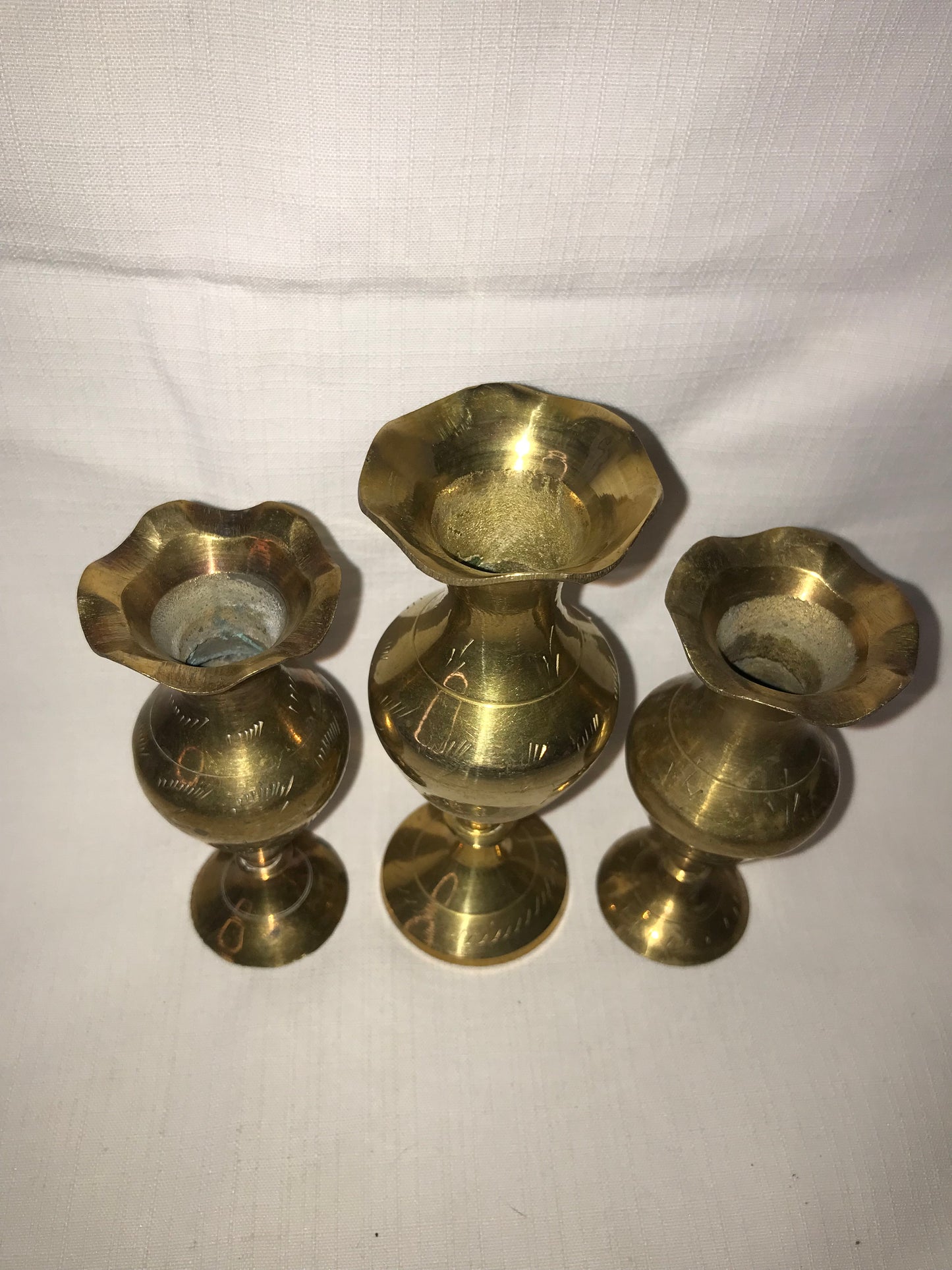 Group of 3 brass vases