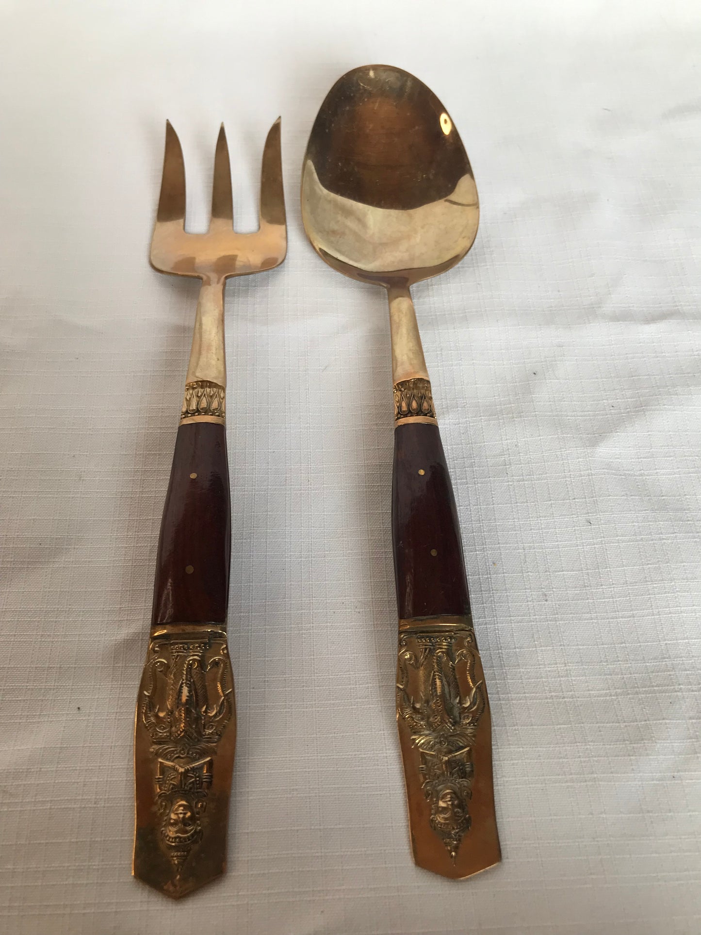 Nickel Bronze and wood cutlery set of 47 items, Thailand