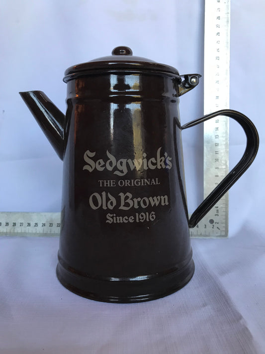 Enamel Sedgwicks old brown coffee pot