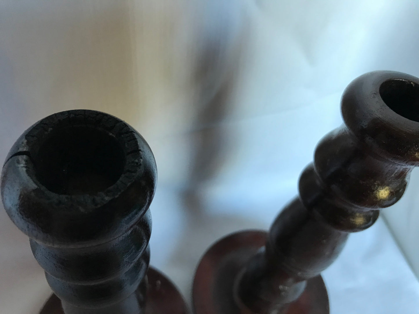 Pair wooden candle sticks