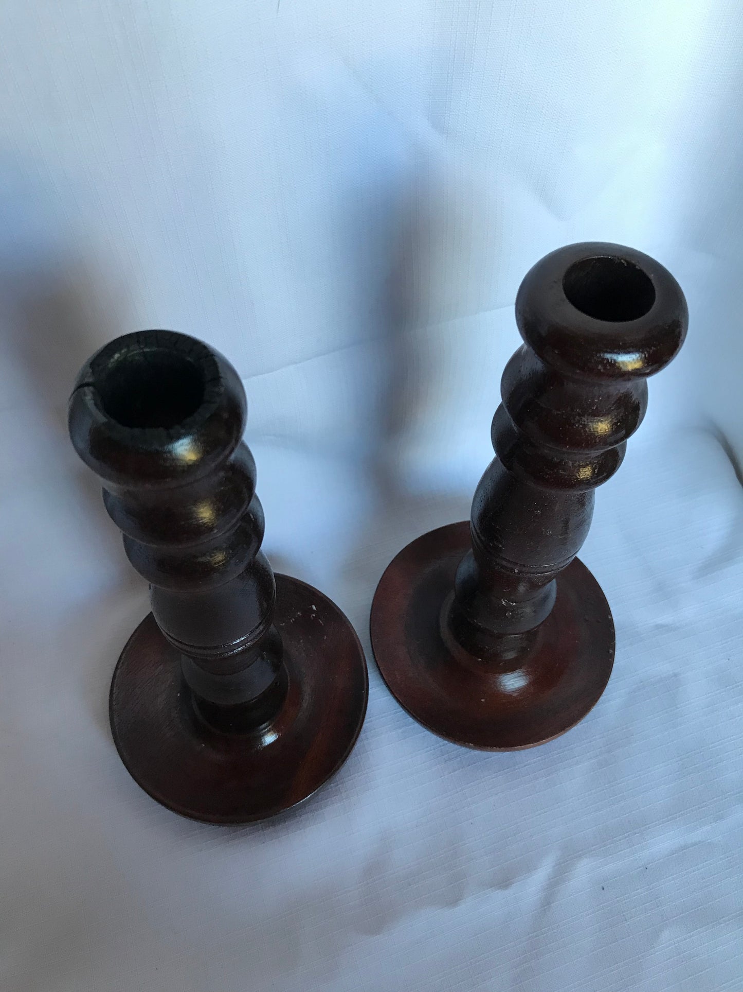 Pair wooden candle sticks