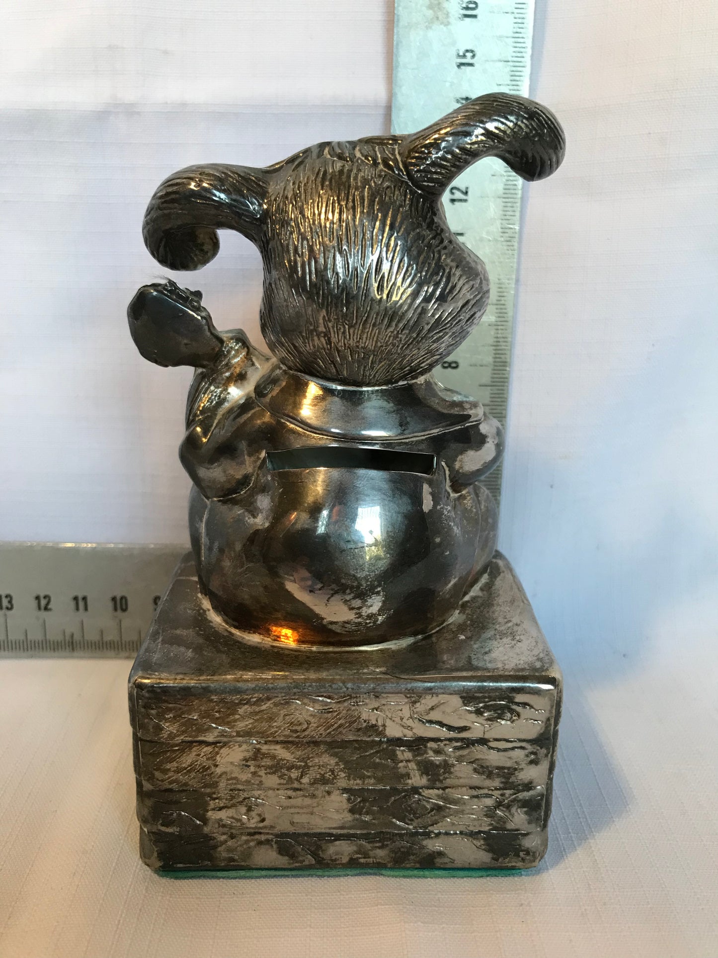 Silver plated bunny money box