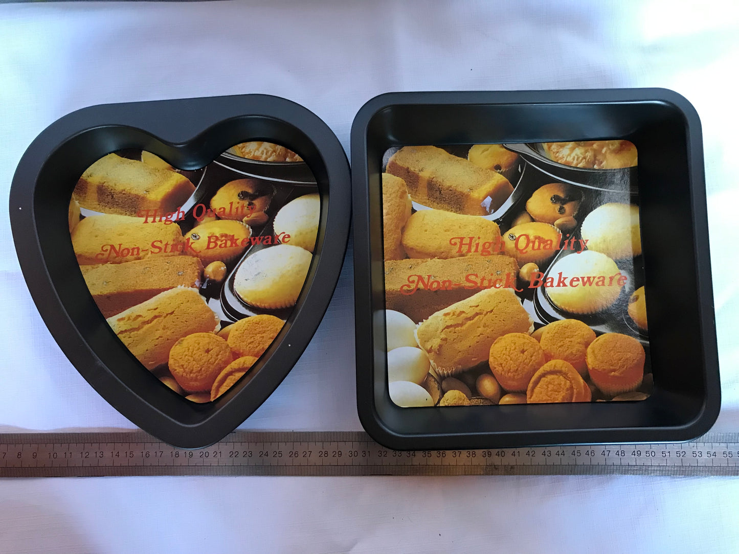 Heart and square baking tins