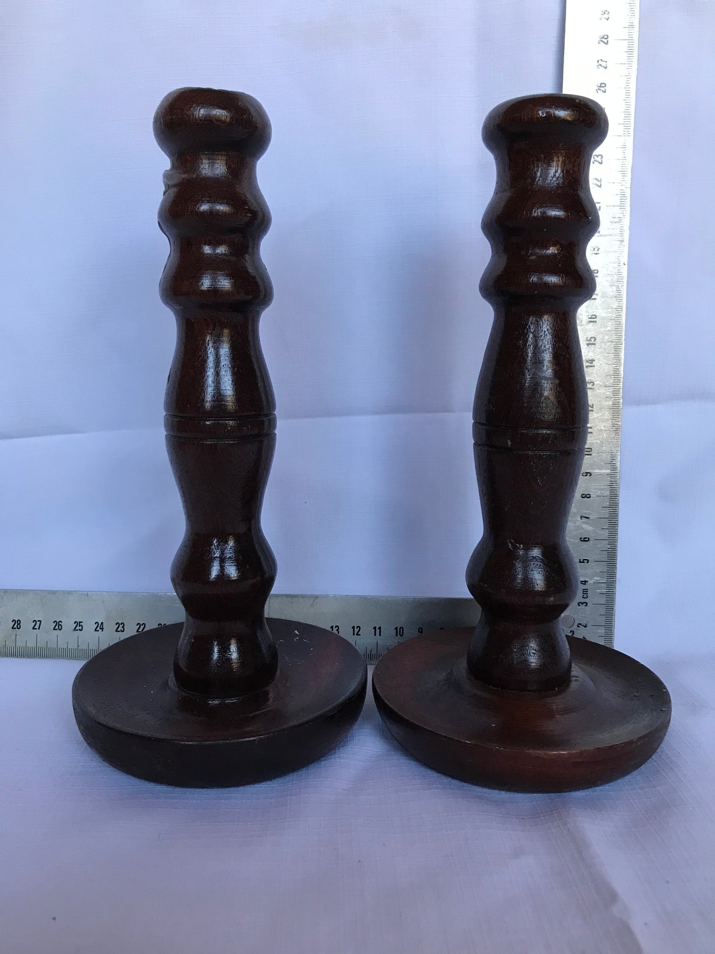 Pair wooden candle sticks