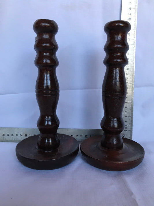Pair wooden candle sticks