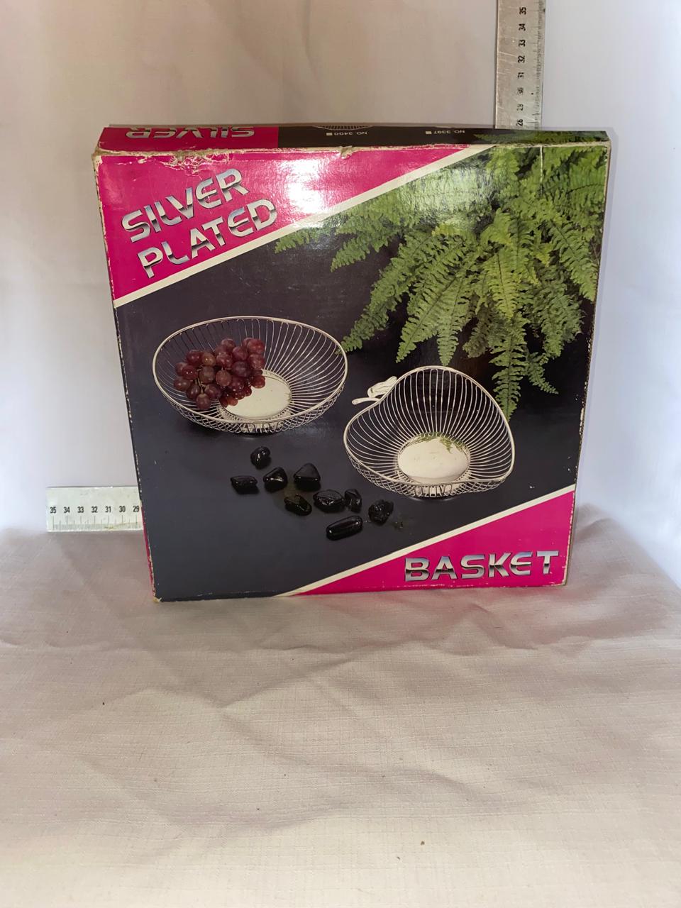 Silver-plated oval fruit basket in box