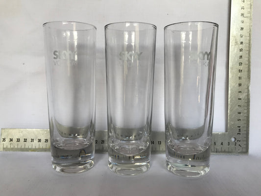 3 Sky Vodka drinking glasses
