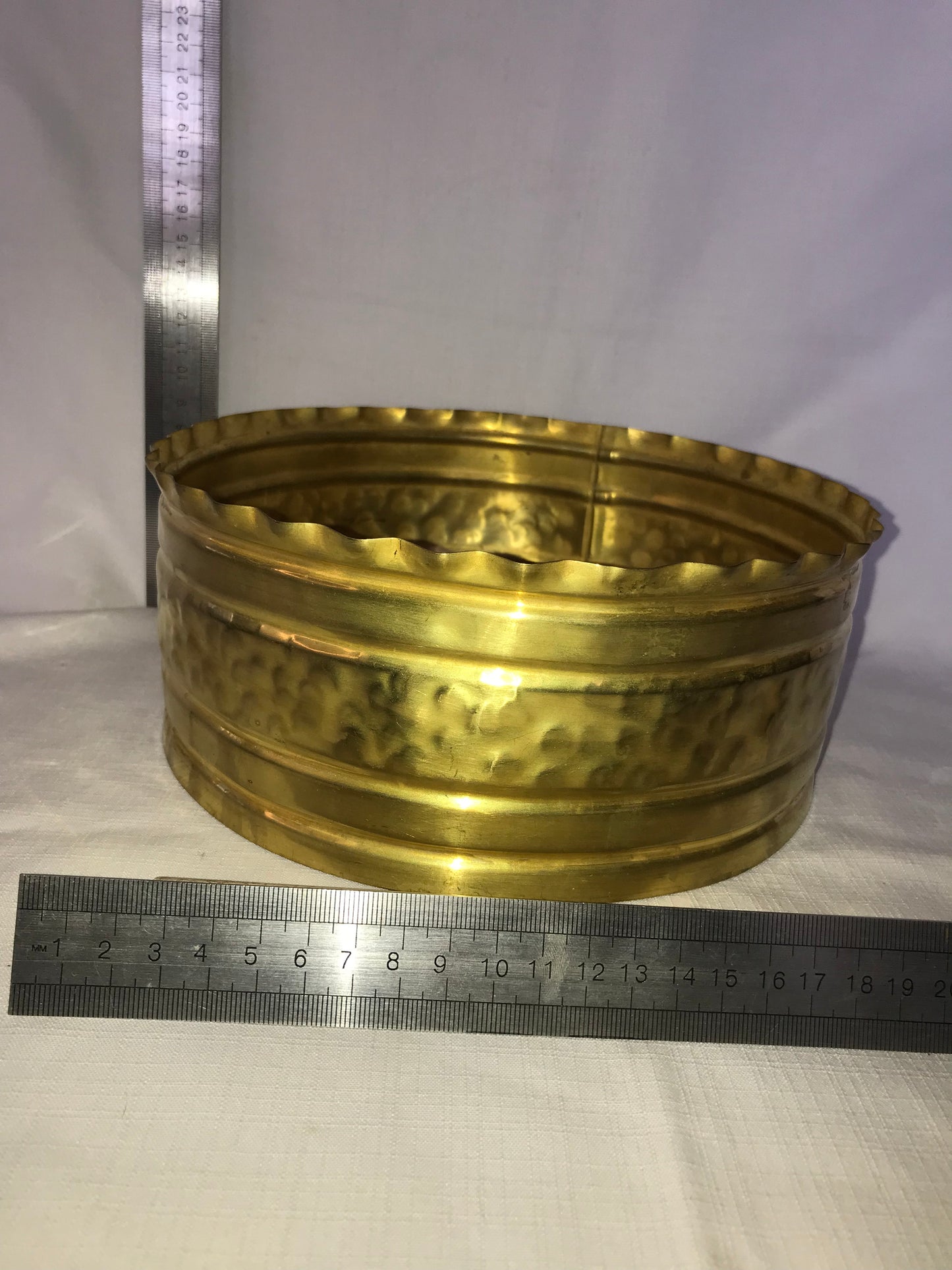 Wide shallow brass planter
