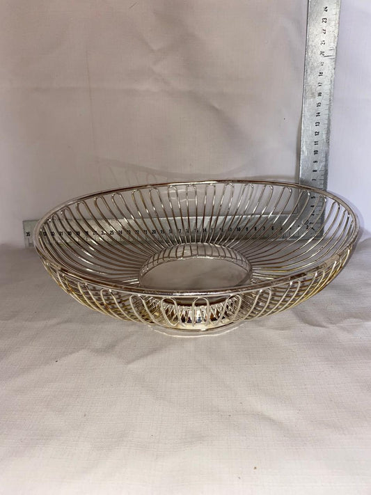 Silver-plated oval fruit basket in box