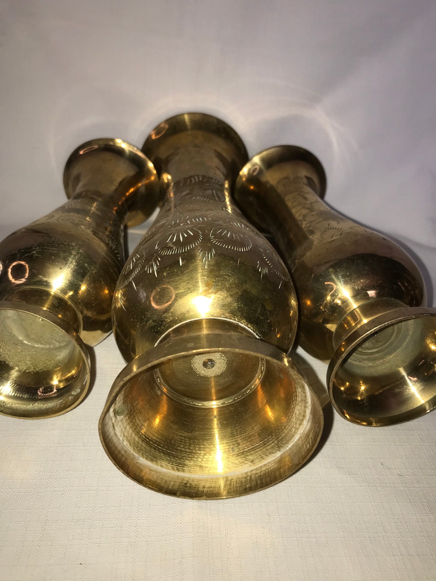 Group of 3 brass vases
