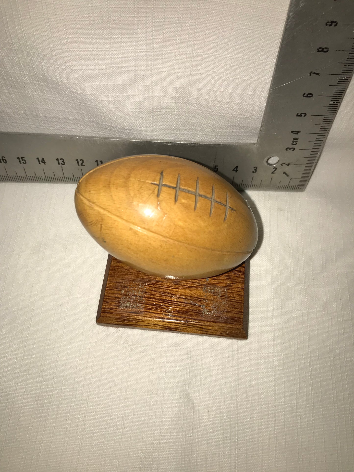 Mini wooden rugby ball