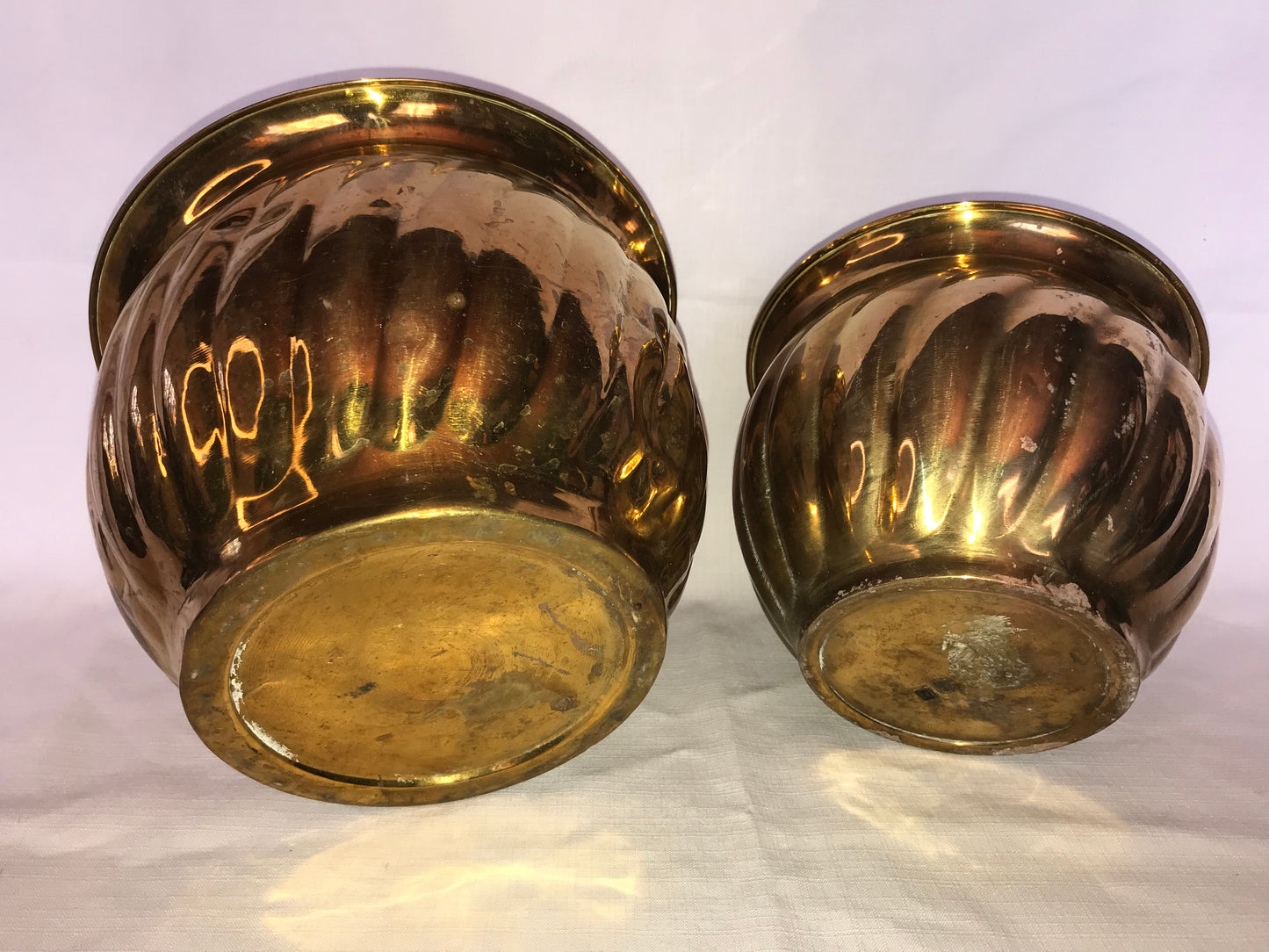Two brass planters