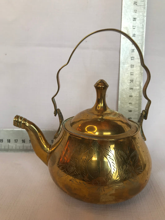 Small brass tea pot with lid