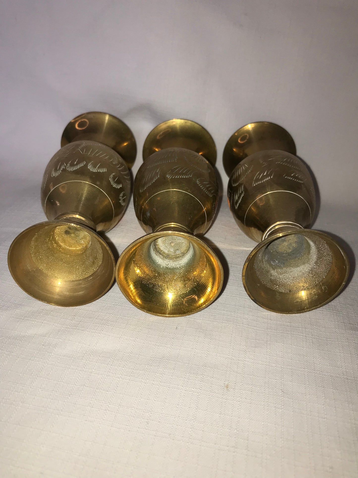 3 brass vases