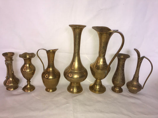 Group of 7 brass vases