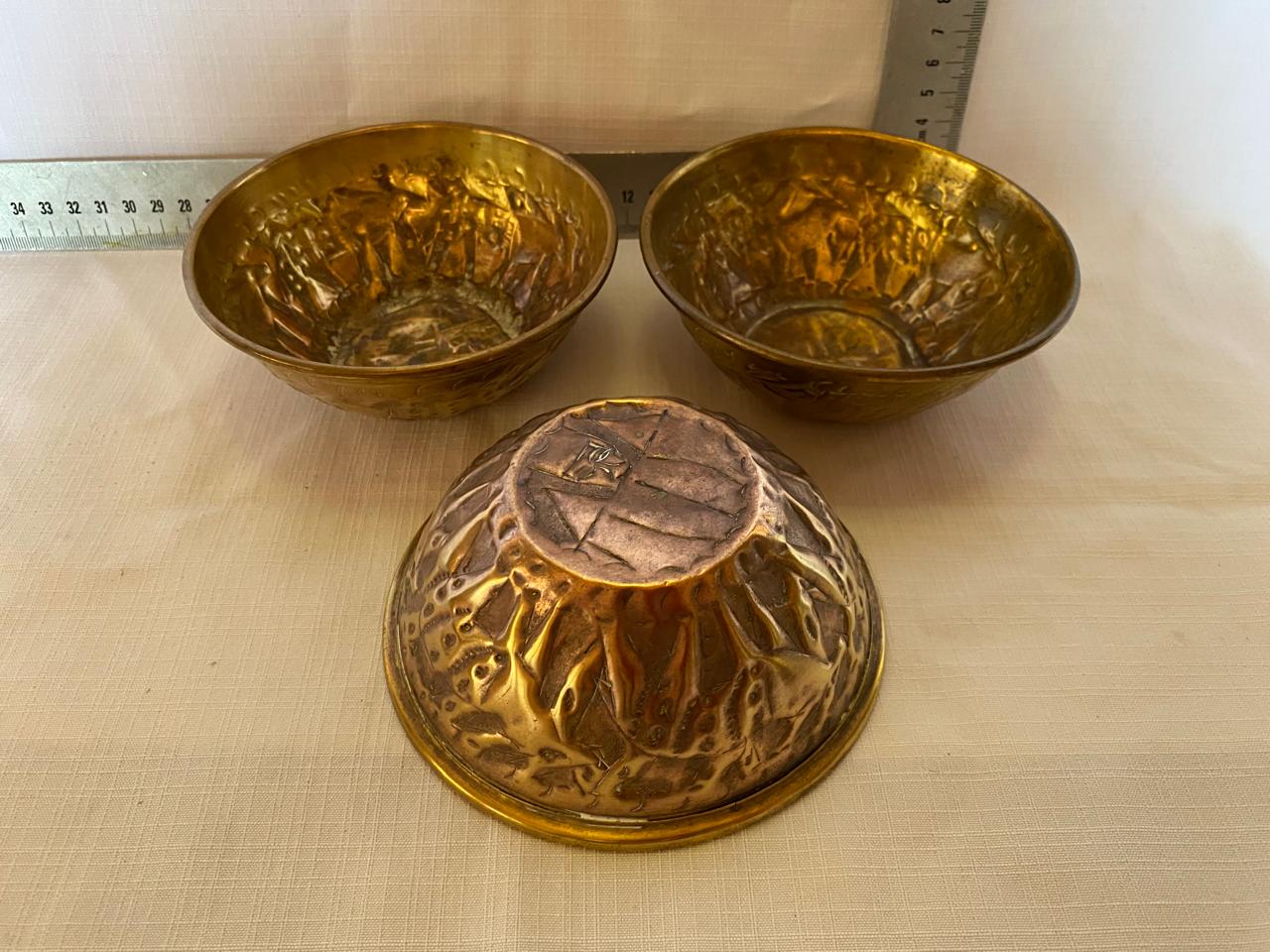 Group of 3 small brass bowls