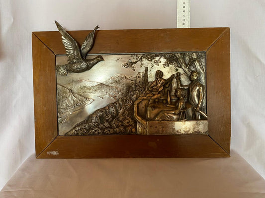 Plated pewter relief picture by G. Bommer