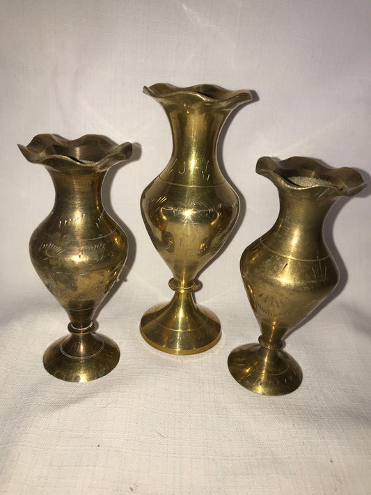 Group of 3 brass vases