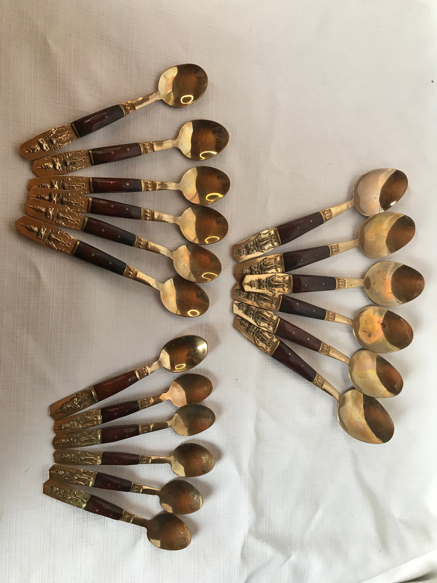 Nickel Bronze and wood cutlery set of 47 items, Thailand