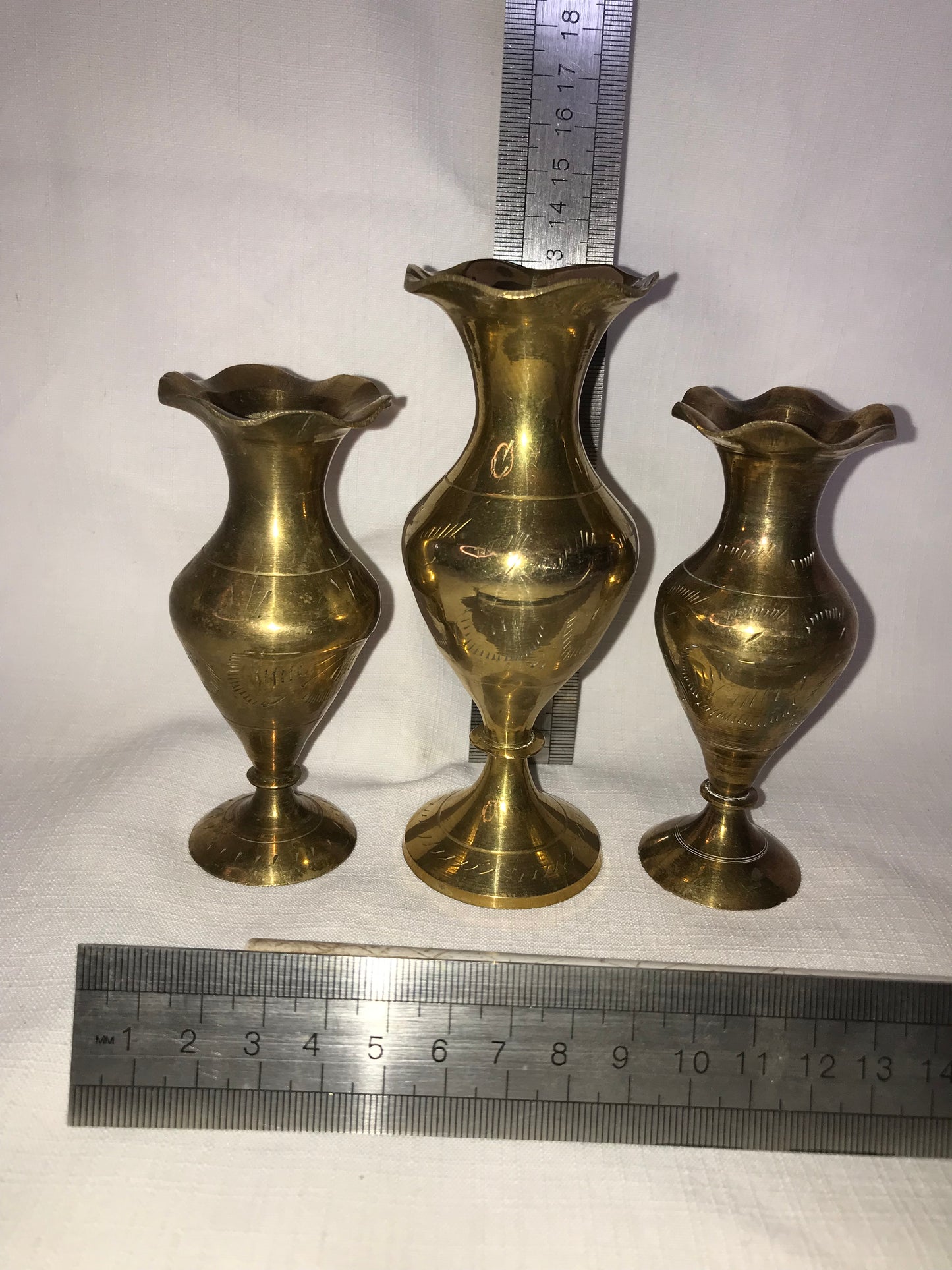 Group of 3 brass vases