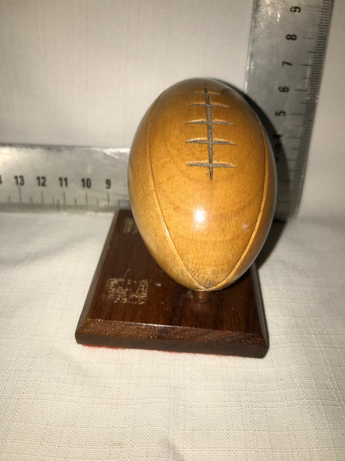 Mini wooden rugby ball