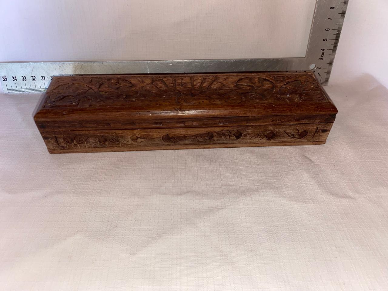 Carved wooden incense box