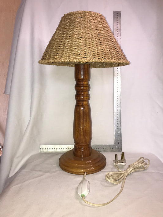Wooden lamp with grass lamp shade