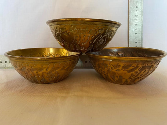 Group of 3 small brass bowls
