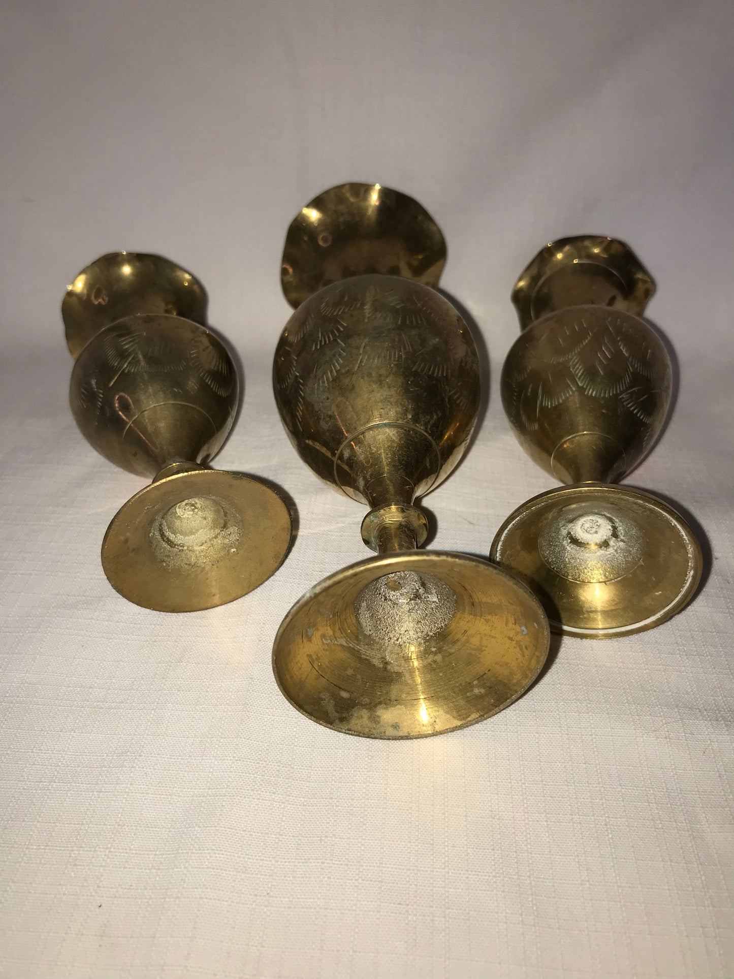 Group of 3 brass vases