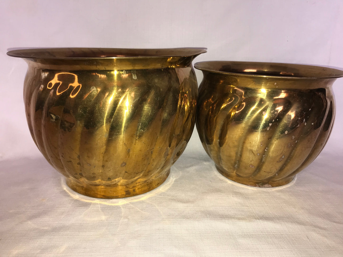 Two brass planters