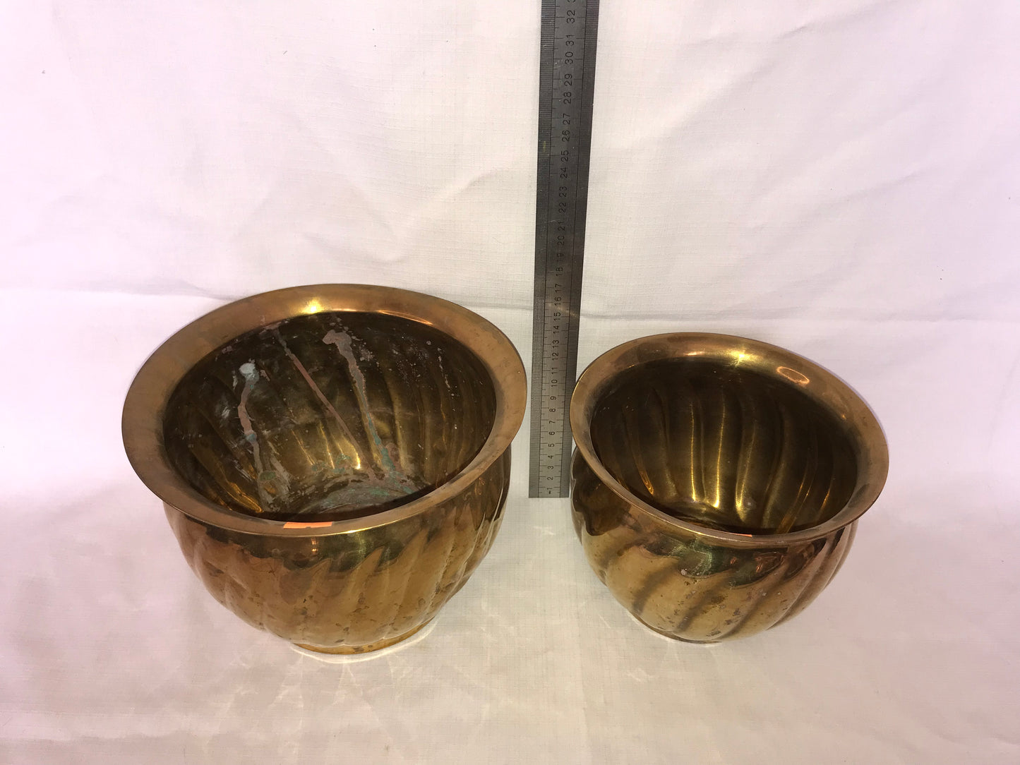 Two brass planters