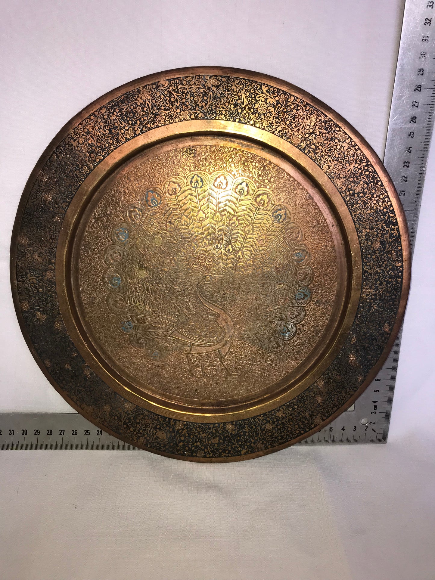 Copper Peacock tray