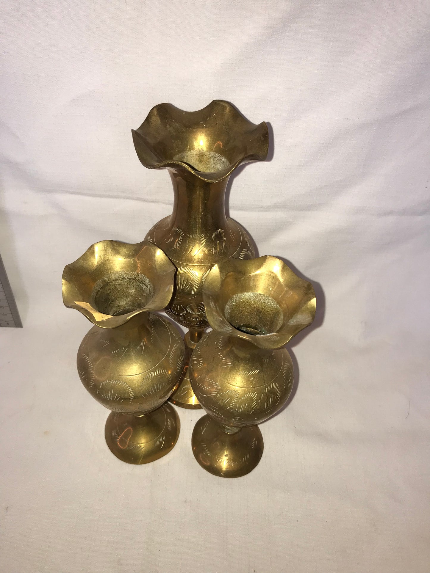 Group of 3 brass vases