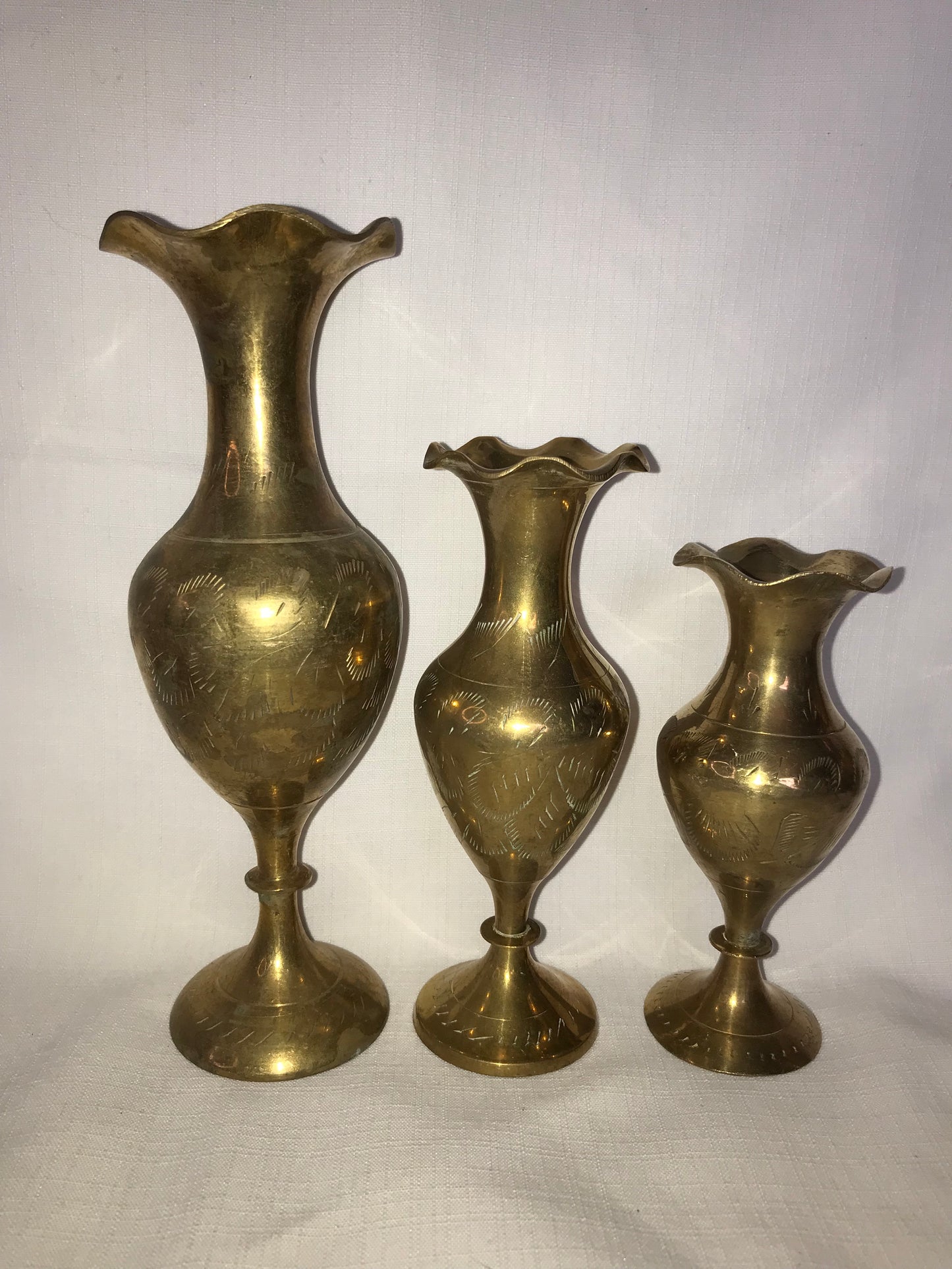 Group of 3 brass vases