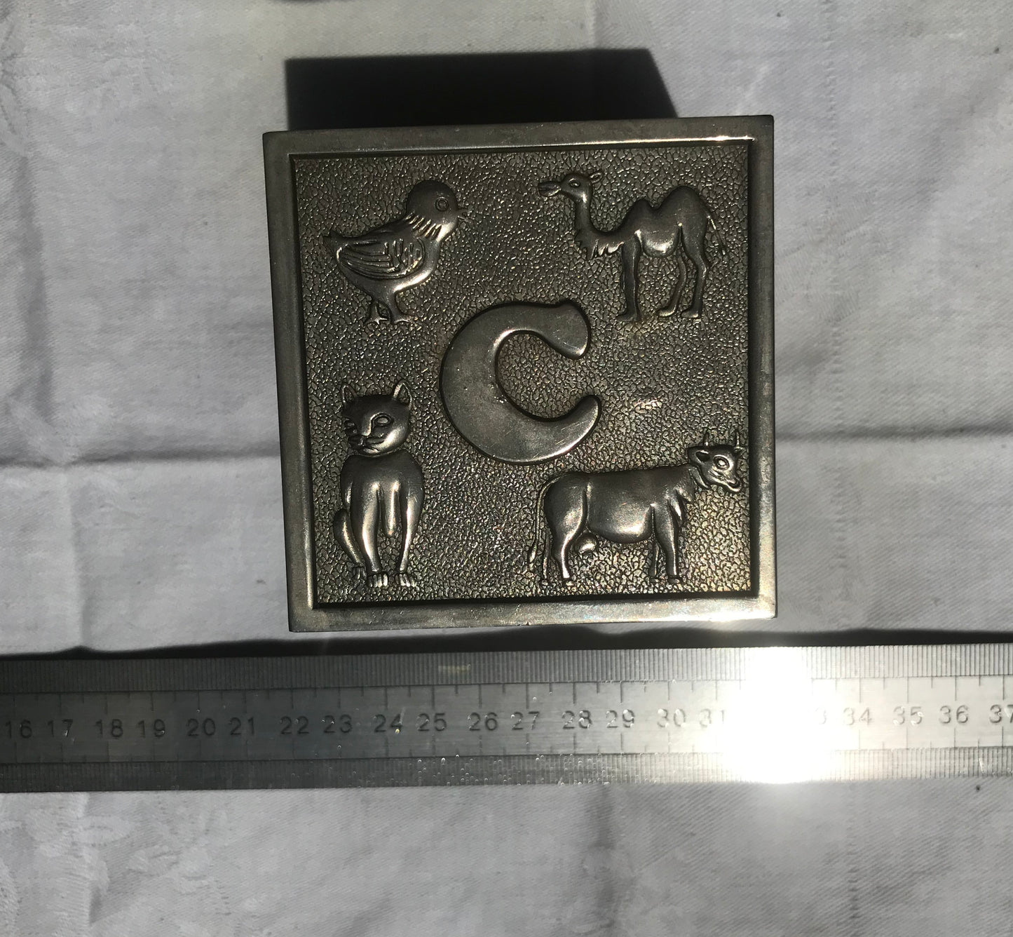 Metal A B C D money box pre-loved