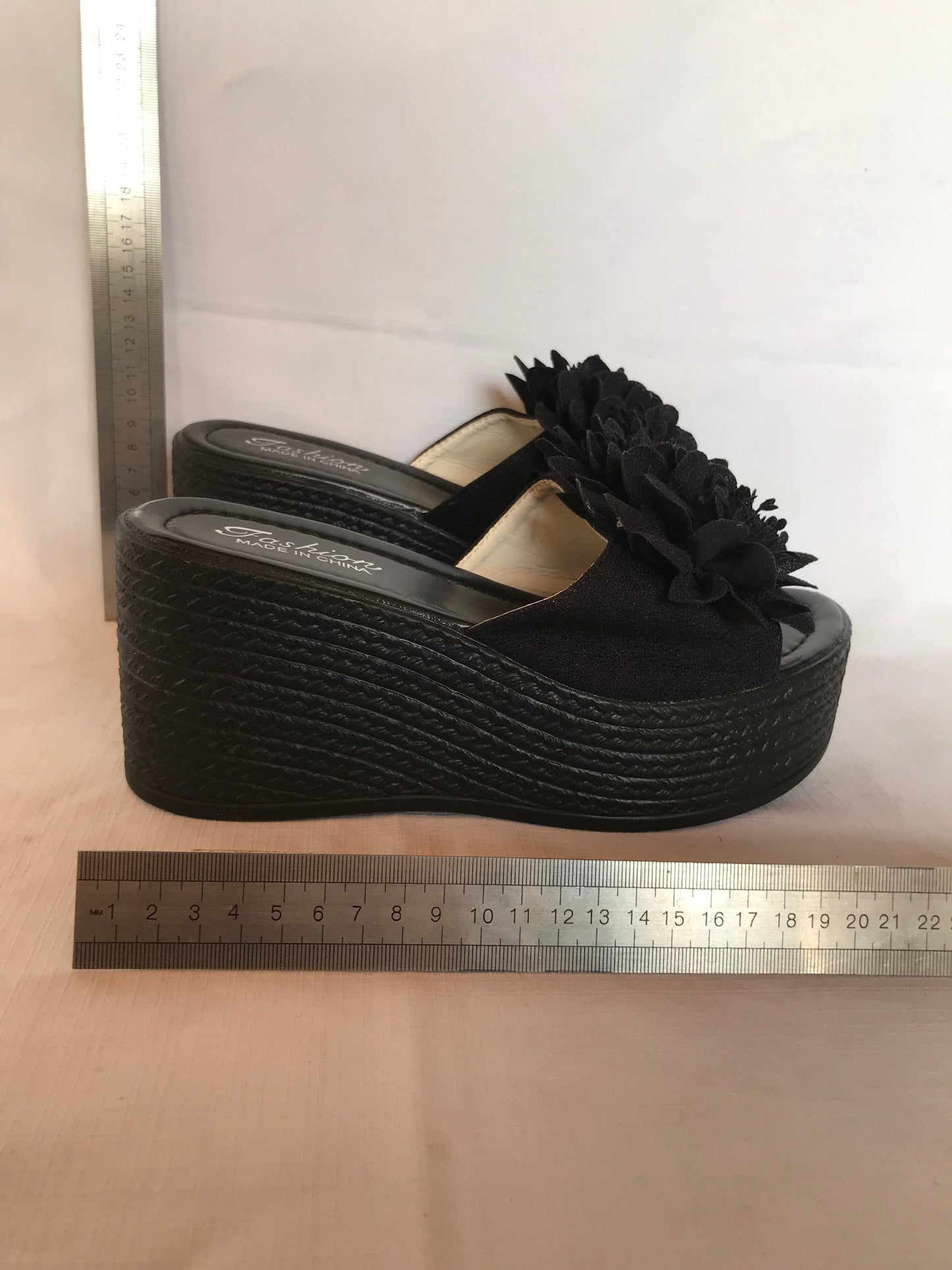 Black wedge platform size 7