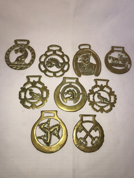 Group of 9 horse brasses